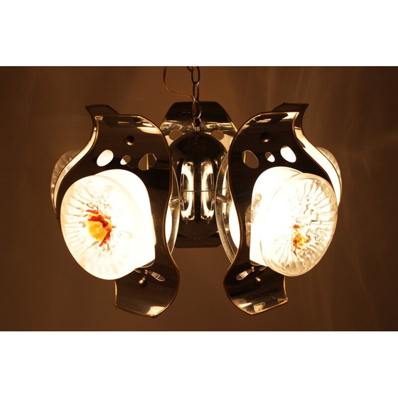 Image 1 of Vintage-Kronleuchter aus Metall und Muranoglas für Mazzega, Italien 1970