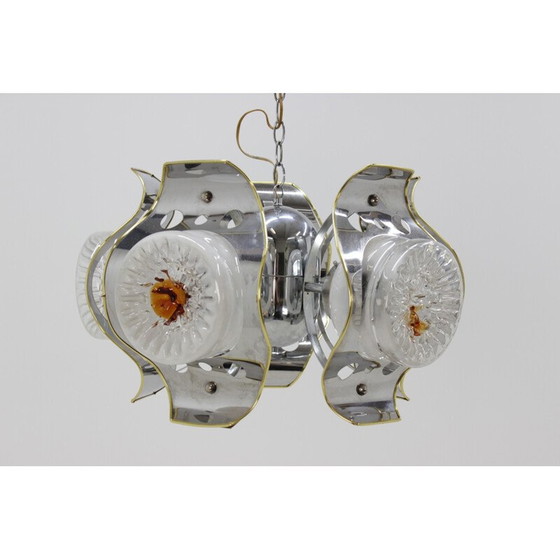 Image 1 of Vintage-Kronleuchter aus Metall und Muranoglas für Mazzega, Italien 1970