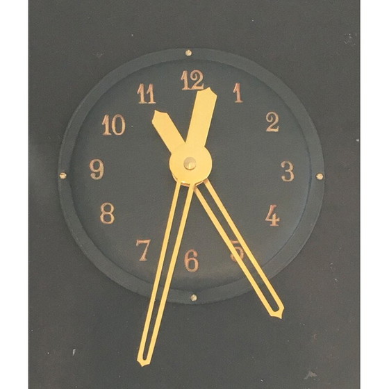 Image 1 of Runde schwarz-goldene Wanduhr, 1950