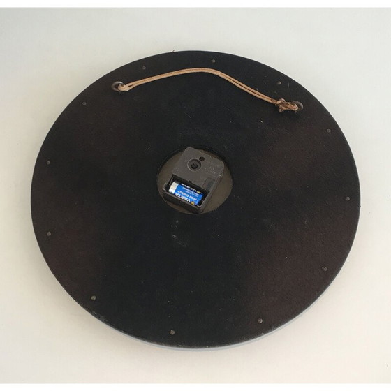 Image 1 of Runde schwarz-goldene Wanduhr, 1950