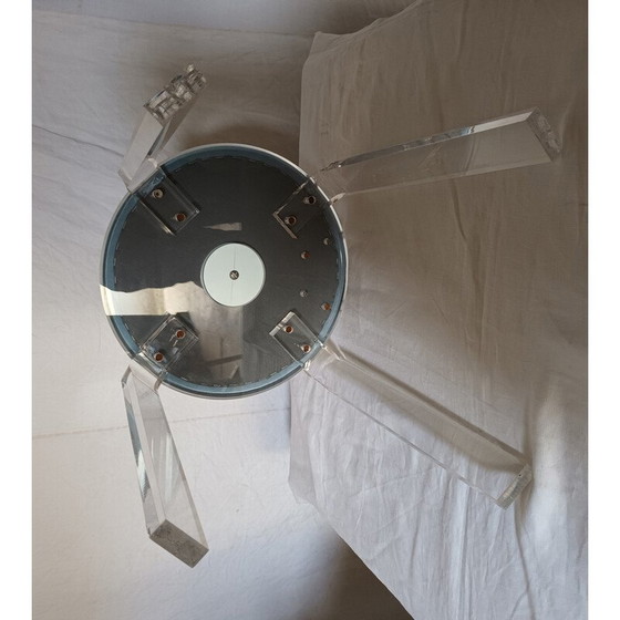 Image 1 of Vintage-Hocker aus Plexiglas und blauem Samt, 1980