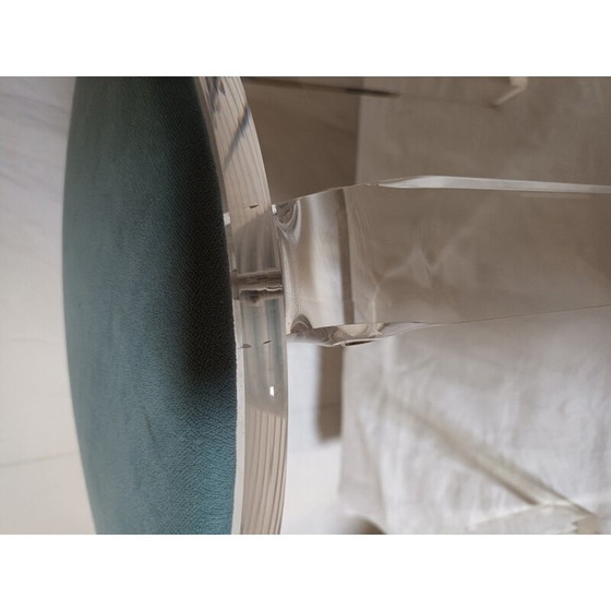 Image 1 of Vintage-Hocker aus Plexiglas und blauem Samt, 1980