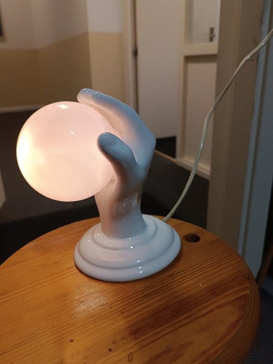 Image 1 of Pop Art wnadlamp, keramische hand met bol