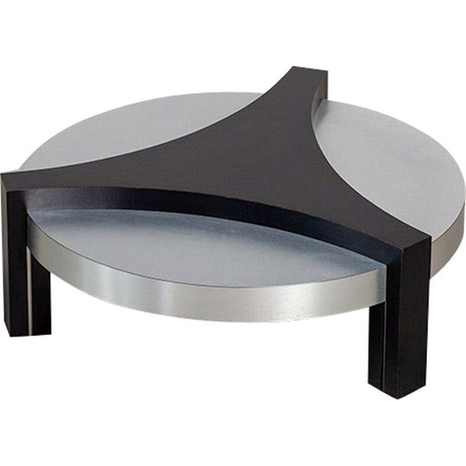 Vintage Couchtisch aus schwarzem und gebürstetem Aluminium, 1970