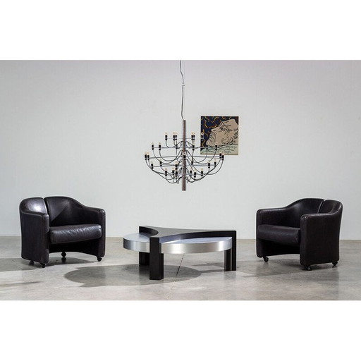 Vintage Couchtisch aus schwarzem und gebürstetem Aluminium, 1970