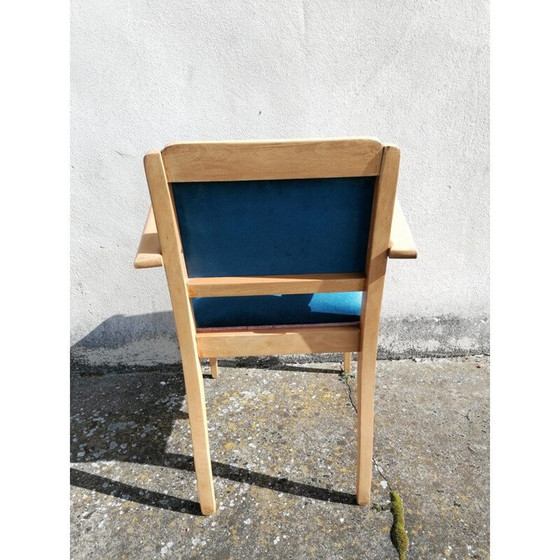 Image 1 of Sessel Vintage Bridge art deco in entenblauem Samt