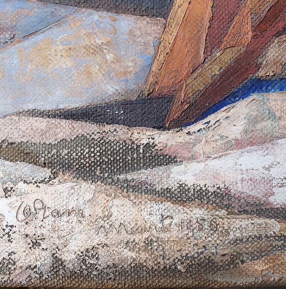 Image 1 of Abstraktes/kubistisches Ölgemälde von Otto Stam 1950