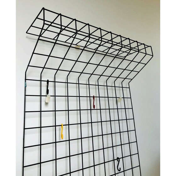 Image 1 of Vintage Wandgarderobe aus schwarz lackiertem Metall von Karl Fichtel für Drahtwerke Erlau A.G.Aalen, Deutschland 1950