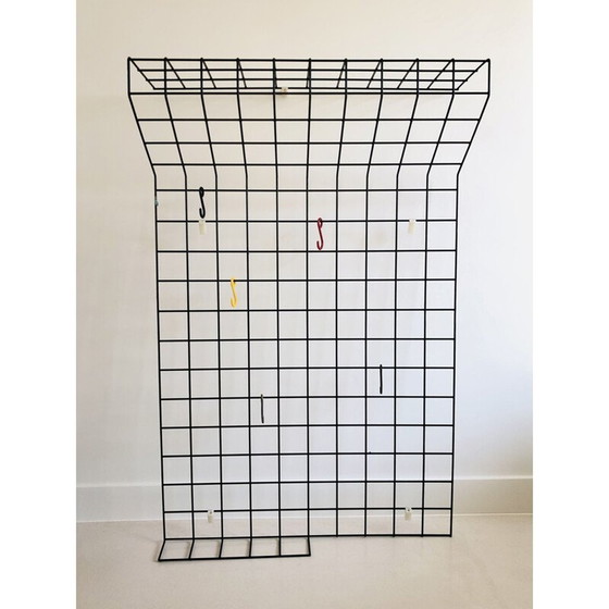 Image 1 of Vintage Wandgarderobe aus schwarz lackiertem Metall von Karl Fichtel für Drahtwerke Erlau A.G.Aalen, Deutschland 1950