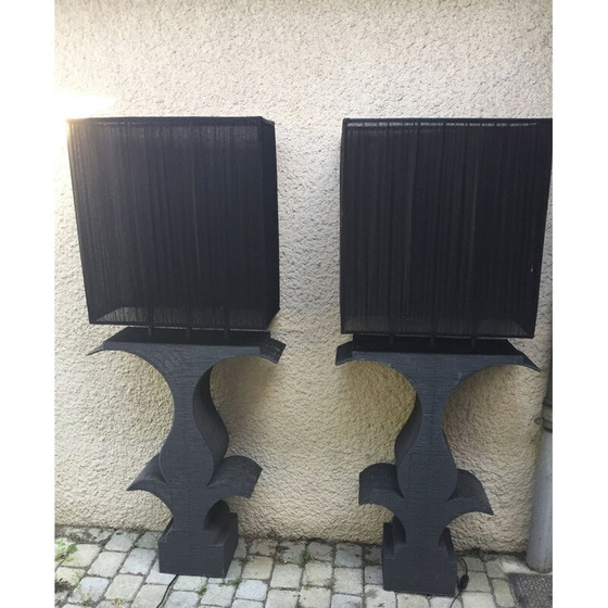 Image 1 of Paar Stehlampen aus geflochtenem Draht, 1990