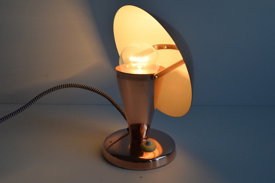 Image 1 of Bauhaus-Kupfer-Tischlampe, Tschechoslowakei, 1930er Jahre.