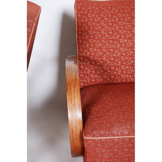 Image 1 of Paar rote tschechische Art-déco-Sessel aus Buchenholz von Jindrich Halabala für Up Zavody, 1930er Jahre