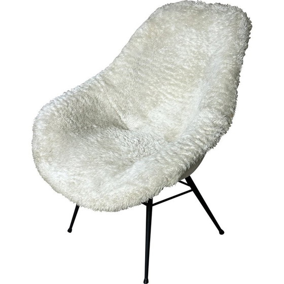 Image 1 of Cocktailsessel aus schwarzem Metall und Wolle von Charles und Ray Eames, 1950