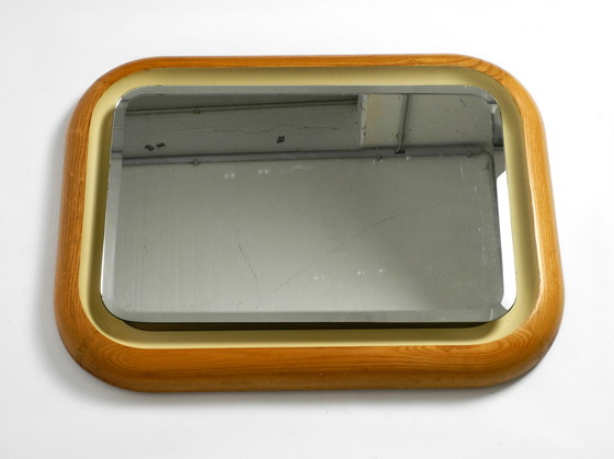 Image 1 of Großer schöner beleuchteter Wandspiegel aus Eichenholz aus den 1960er Jahren - Made in Italy