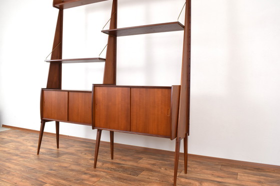 Image 1 of Mid Century Teak-Wandschrank "Panto" von Einar Raknes & Sønner Møbelfabrikk A/S, 1970er Jahre, Satz von 2.