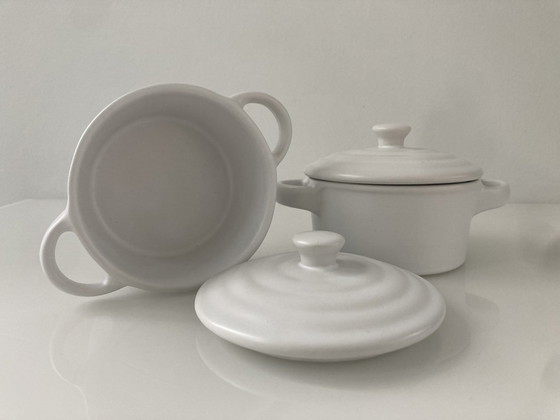 Image 1 of Set aus zwei mattweißen Crocq-Töpfen aus Porzellan, Marke Olympia