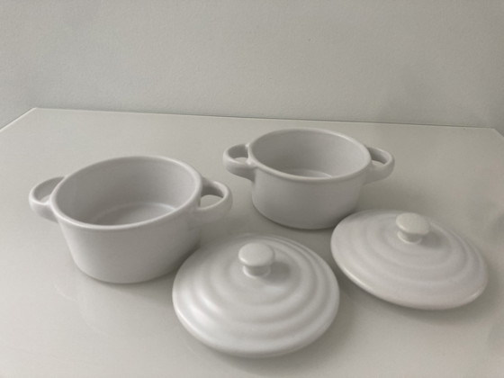 Image 1 of Set aus zwei mattweißen Crocq-Töpfen aus Porzellan, Marke Olympia