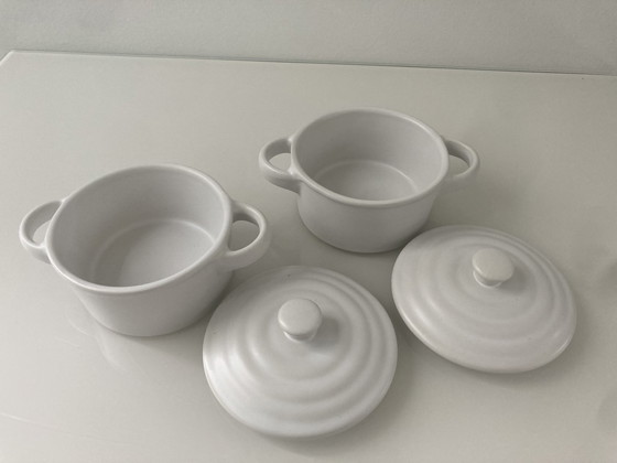 Image 1 of Set aus zwei mattweißen Crocq-Töpfen aus Porzellan, Marke Olympia