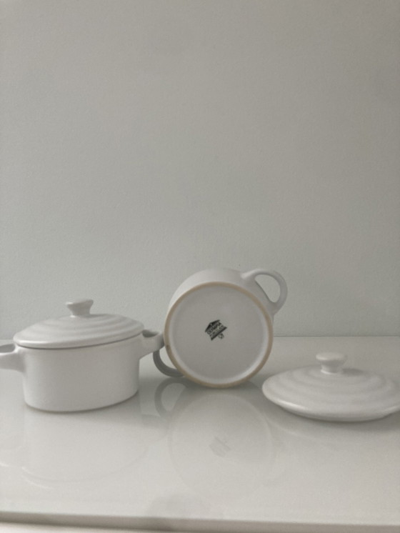 Image 1 of Set aus zwei mattweißen Crocq-Töpfen aus Porzellan, Marke Olympia