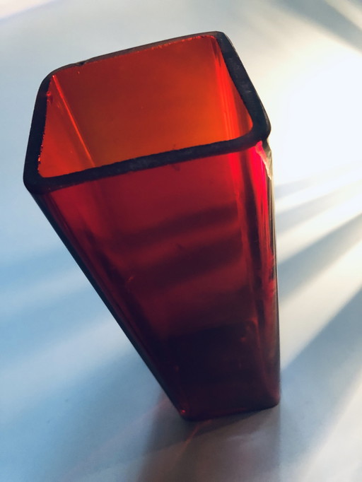 Vintage Vase - Rotes Glas - 1970