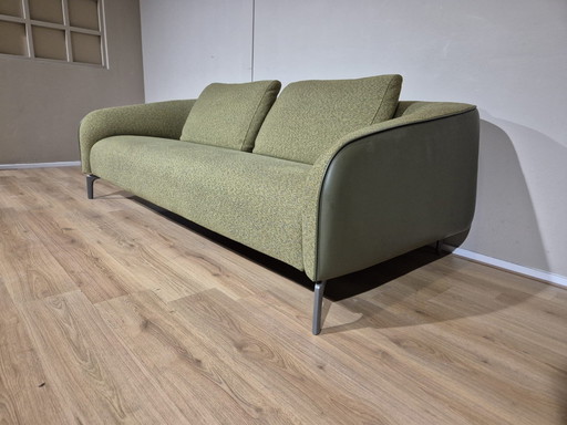 Leolux Elias - 3-Sitzer Sofa - Grün - Leder - Stoff-Neuwertig