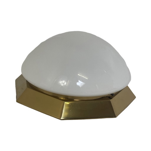 Art Deco (Stil) - Deknudt Lustrerie - Deckenleuchte aus massivem Messing und Opalglas - Sehr guter Zustand - Vintage Italian