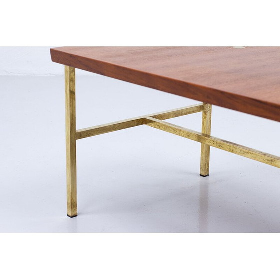 Image 1 of Vintage Couchtisch aus Messing und Teakholz, Schweden 1960