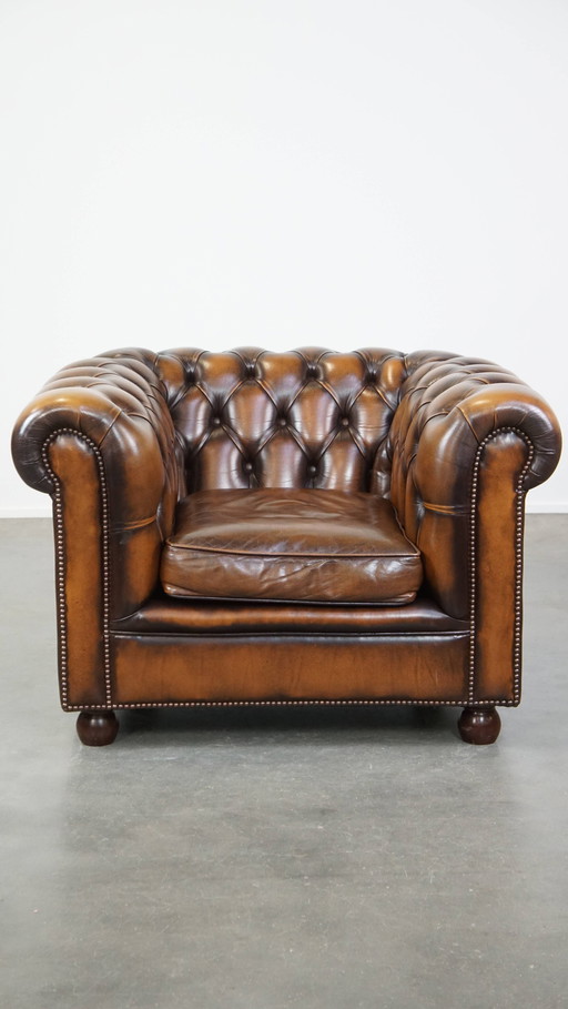 Rindsleder Chesterfield Sessel