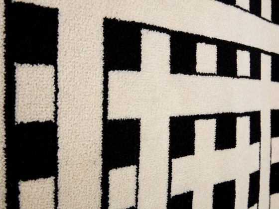 Image 1 of Marcello Morandini Schwarz und Beige Kinetic Tufted Wollteppich 1989