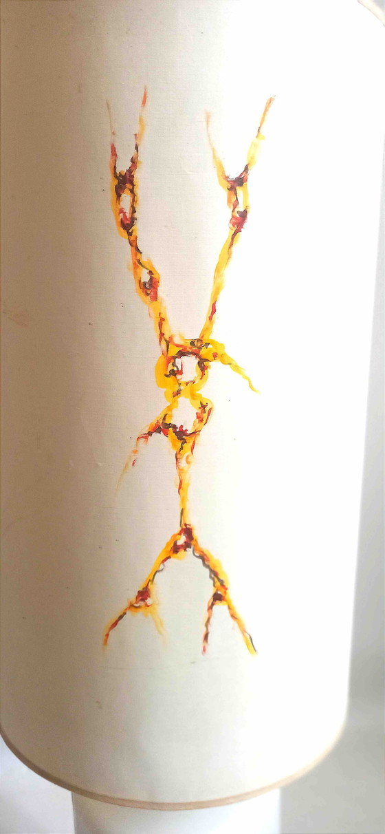 Image 1 of Stehleuchte mit doppelter Beleuchtung Opaline Weiß Effekt Frost Marmorierung Braun