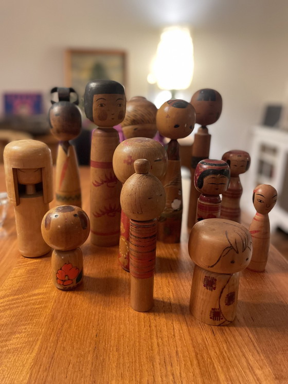 Image 1 of Vintage Kokeshi Japanische Puppen