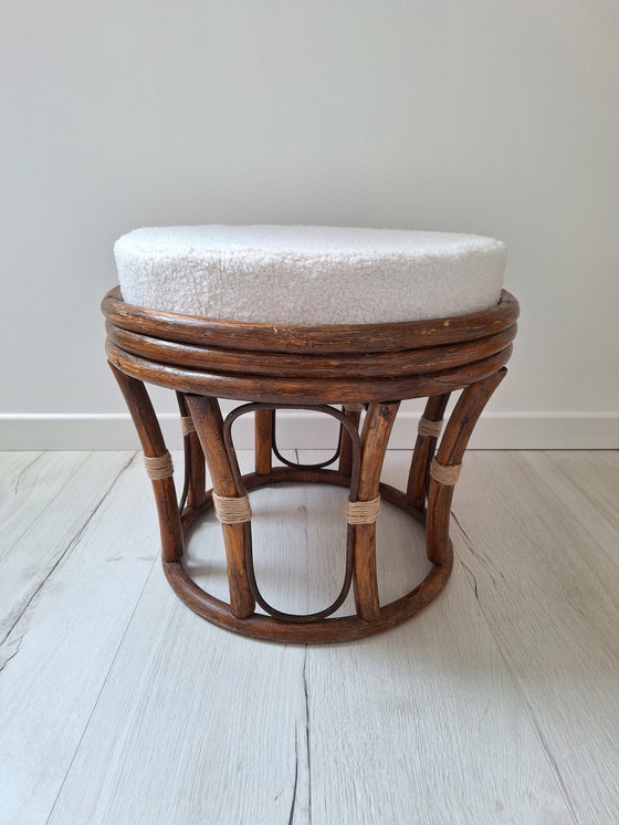 Image 1 of Sitzhocker Aus Rattan Und Stoff Gouclette