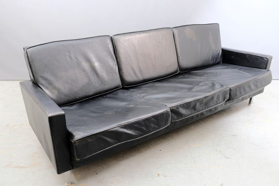 Image 1 of Cubistic 3-Sitzer Ledersofa mit Losen Kissen von George Nelson für Herman Miller, 1960er