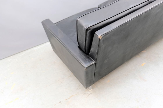 Image 1 of Cubistic 3-Sitzer Ledersofa mit Losen Kissen von George Nelson für Herman Miller, 1960er