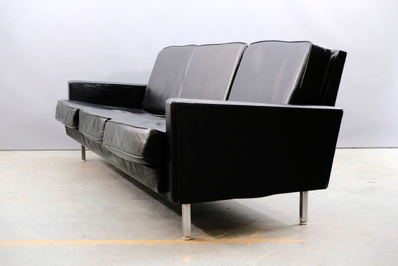 Image 1 of Cubistic 3-Sitzer Ledersofa mit Losen Kissen von George Nelson für Herman Miller, 1960er