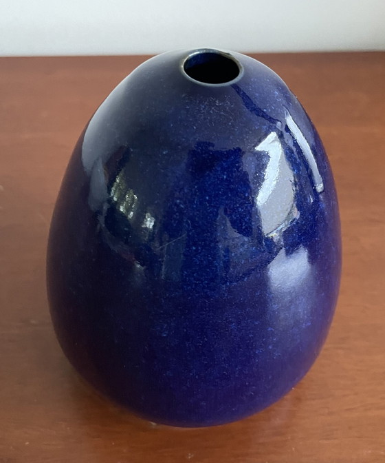 Image 1 of Ed Meissenberg - Künstliche konische Vase aus Keramik, blau