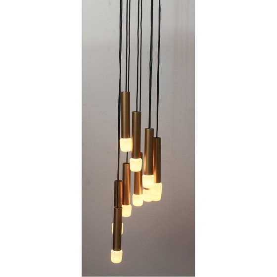 Image 1 of Vintage Kaskaden-Pendelleuchte aus Messing, 1970er Jahre
