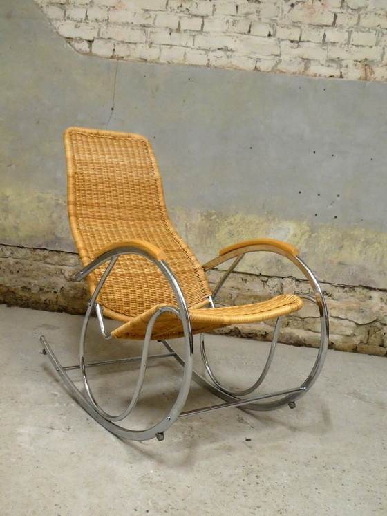 Image 1 of Rocking Chair Chrome & Rattan, 1970