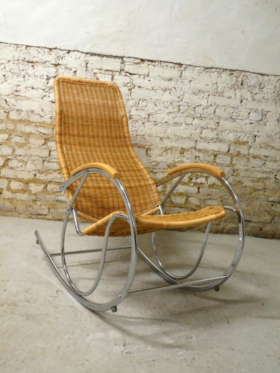 Image 1 of Rocking Chair Chrome & Rattan, 1970