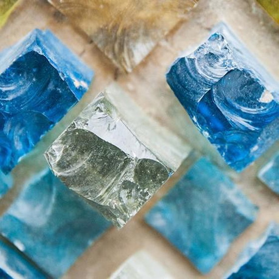 Image 1 of 2x Brutalist Mosaik-Wandlampen