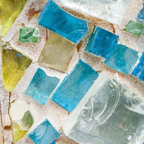 Image 1 of 2x Brutalist Mosaik-Wandlampen