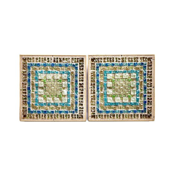 Image 1 of 2x Brutalist Mosaik-Wandlampen
