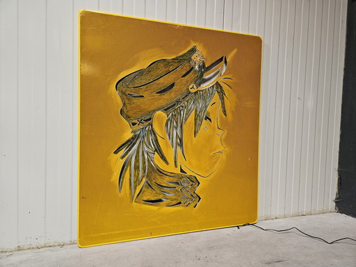 Gorillaz-Kunstwerk groß, beleuchtet