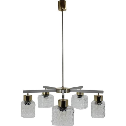 Vintage-Kronleuchter aus Glas von Kamenicky Senov, Tschechoslowakei 1970