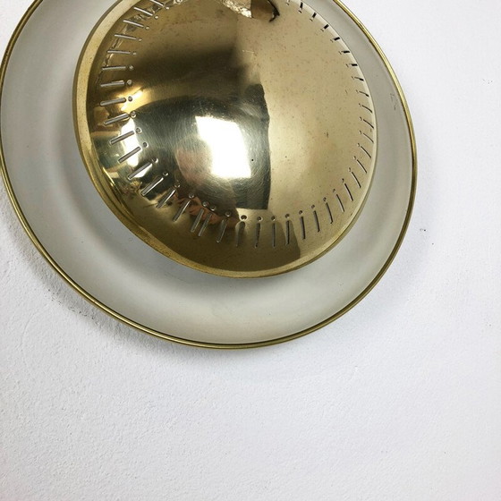Image 1 of Paar Stilnovo-Wandleuchter aus Metall und Messing, Italien 1950