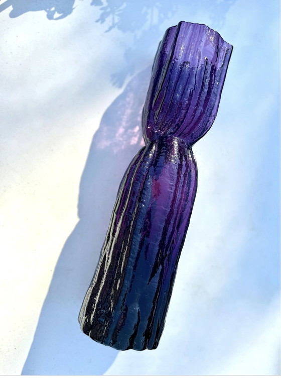 Image 1 of Großes schwedisches Glas, Vase Lindshammar Glasbruk, Christer Sjögren, Woodstock-Serie