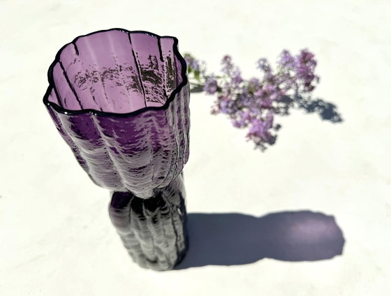 Image 1 of Großes schwedisches Glas, Vase Lindshammar Glasbruk, Christer Sjögren, Woodstock-Serie