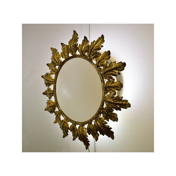 Image 1 of Vintage retro beleuchteter Spiegel Sonne Metall