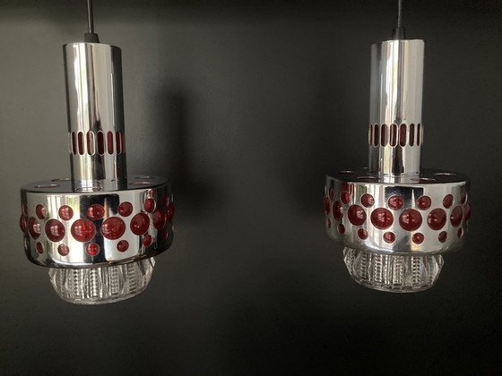 Image 1 of 2X Massive Vintage Space Age Pendelleuchten