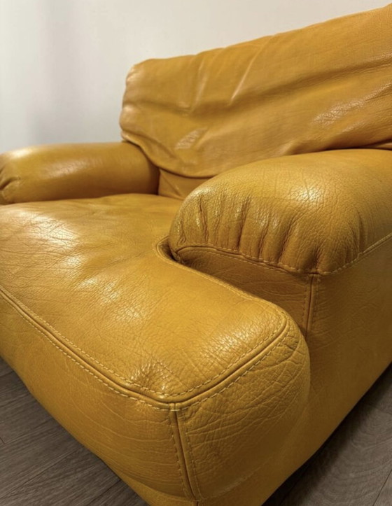 Image 1 of Ledersessel Gelb Rochebobois 80er/90er Jahre